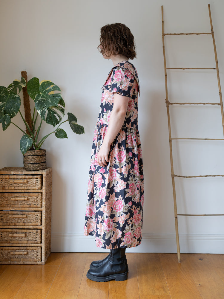 Laura Ashley Navy Peony Maxi Dress - M