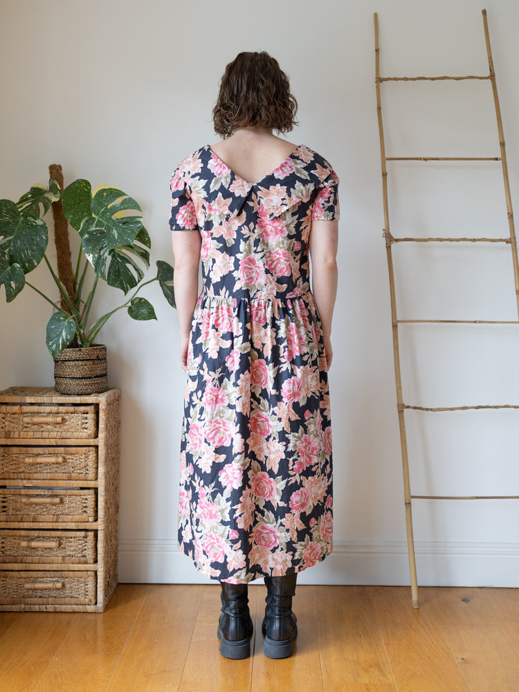 Laura Ashley Navy Peony Maxi Dress - M