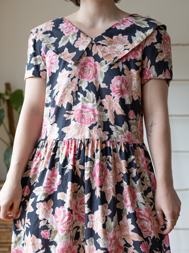 Laura Ashley Navy Peony Maxi Dress - M