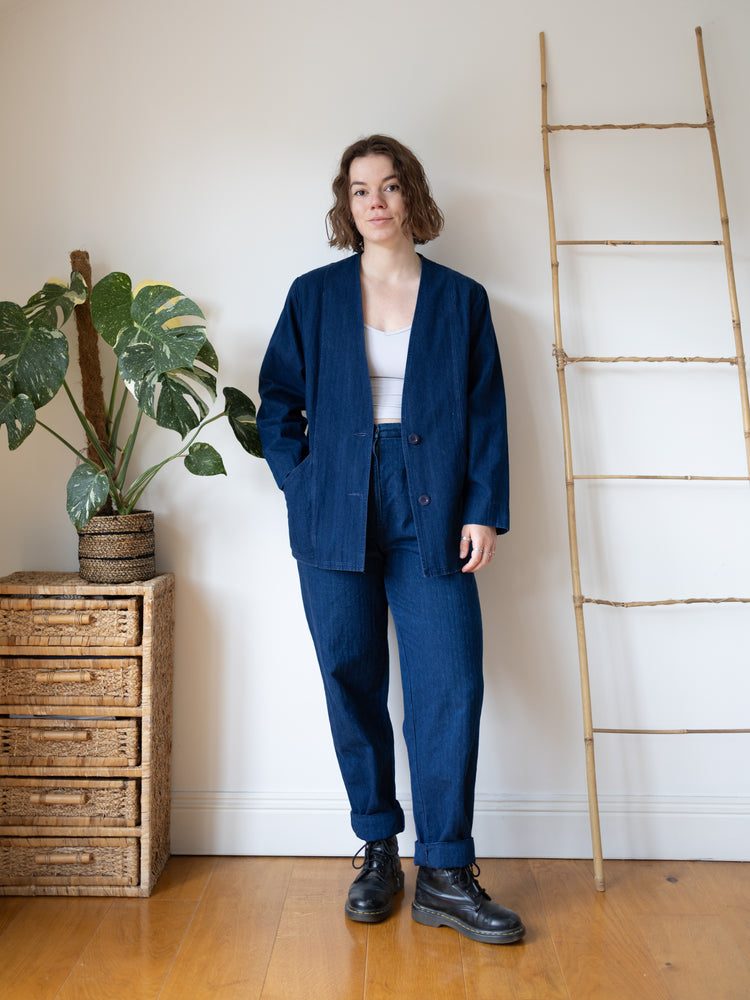 Laura Ashley Indigo Herringbone Suit Set - M/L
