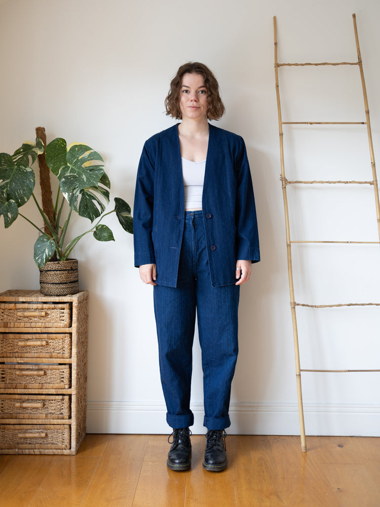 Laura Ashley Indigo Herringbone Suit Set - M/L