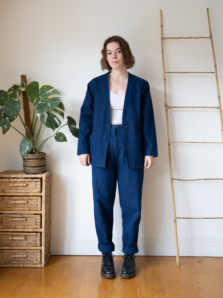 Laura Ashley Indigo Herringbone Suit Set - M/L