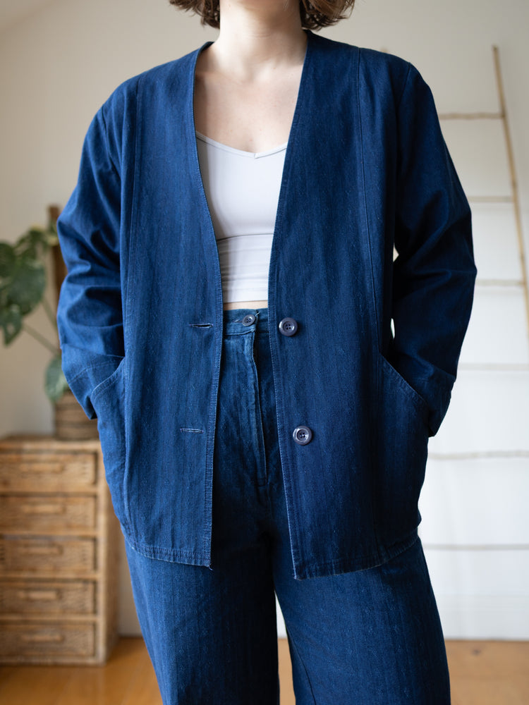 Laura Ashley Indigo Herringbone Suit Set - M/L