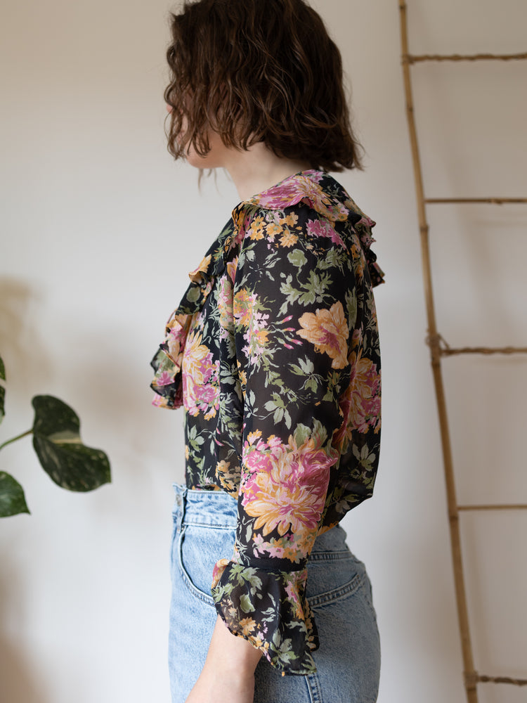 Laura Ashley Floral Chiffon Shirt - M
