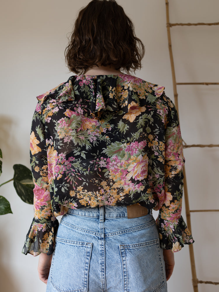 Laura Ashley Floral Chiffon Shirt - M
