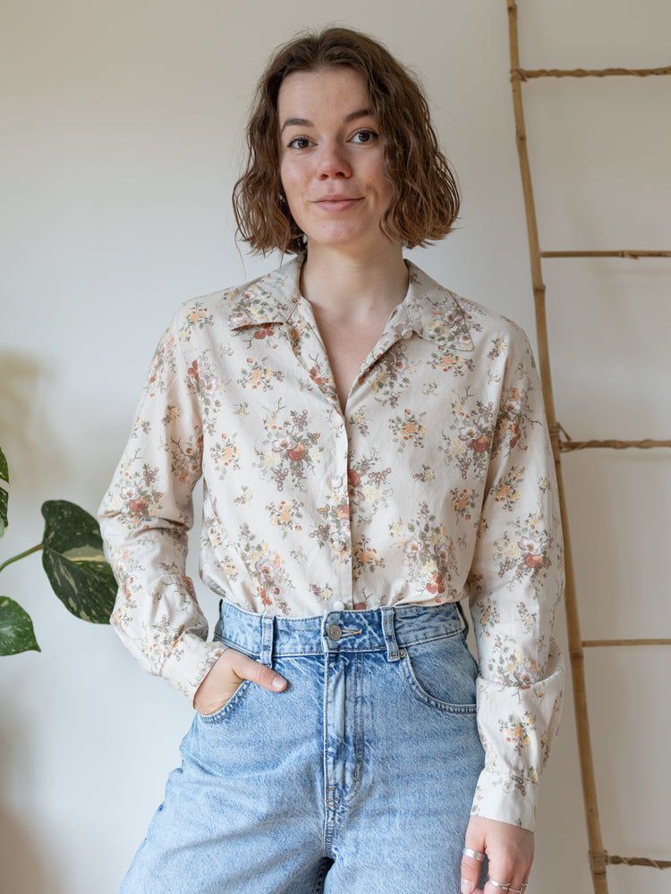 Laura Ashley Beige Floral Shirt - M