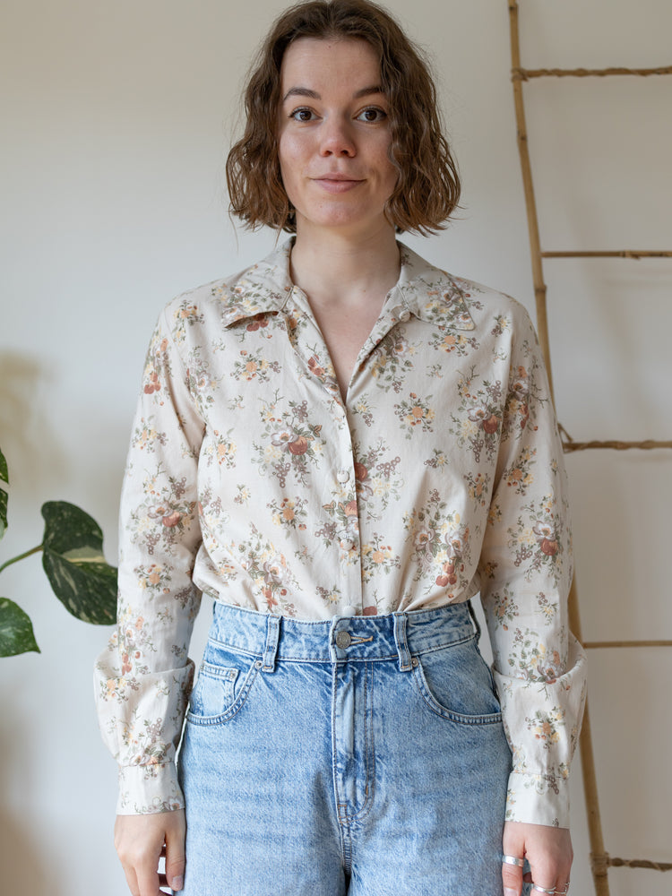 Laura Ashley Beige Floral Shirt - M