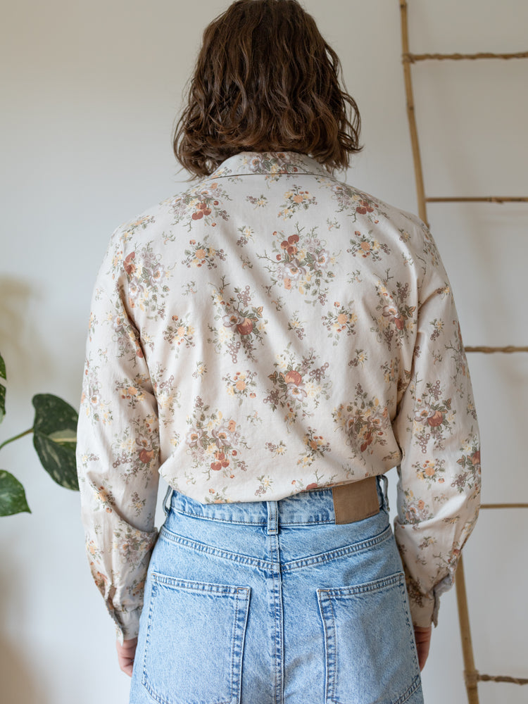 Laura Ashley Beige Floral Shirt - M