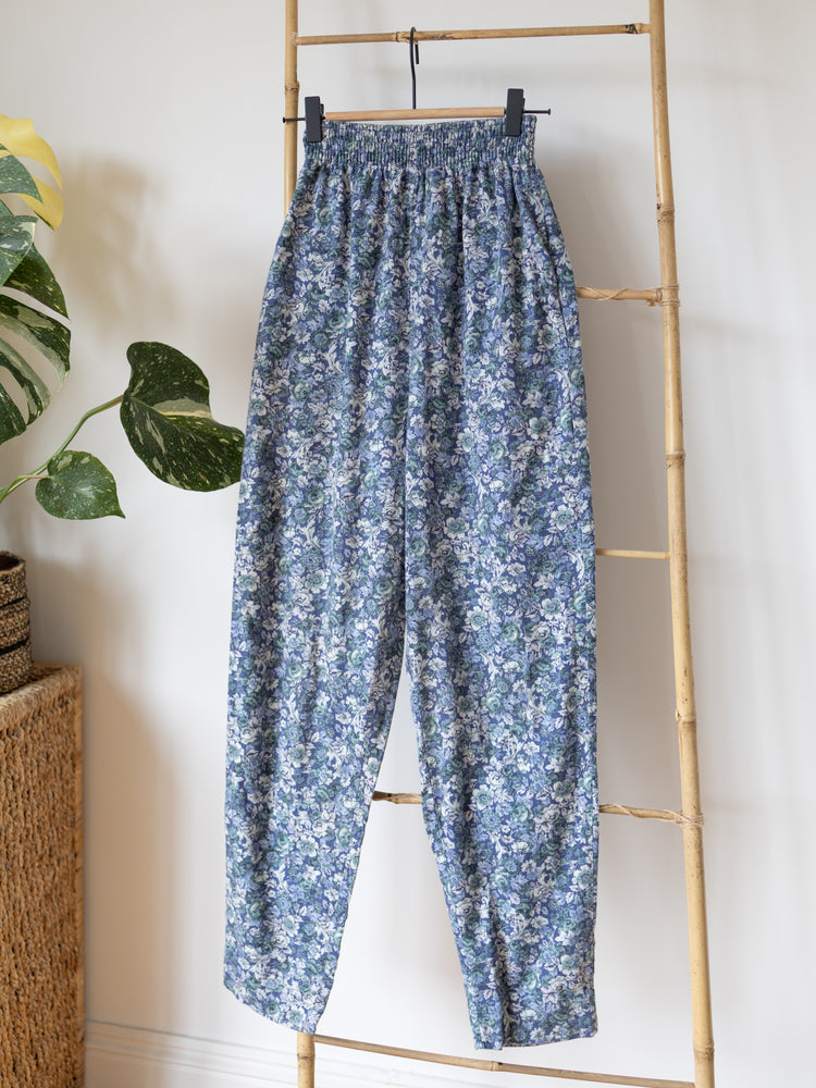 Laura Ashley Blue Ditsy Floral Casual Trousers - XS