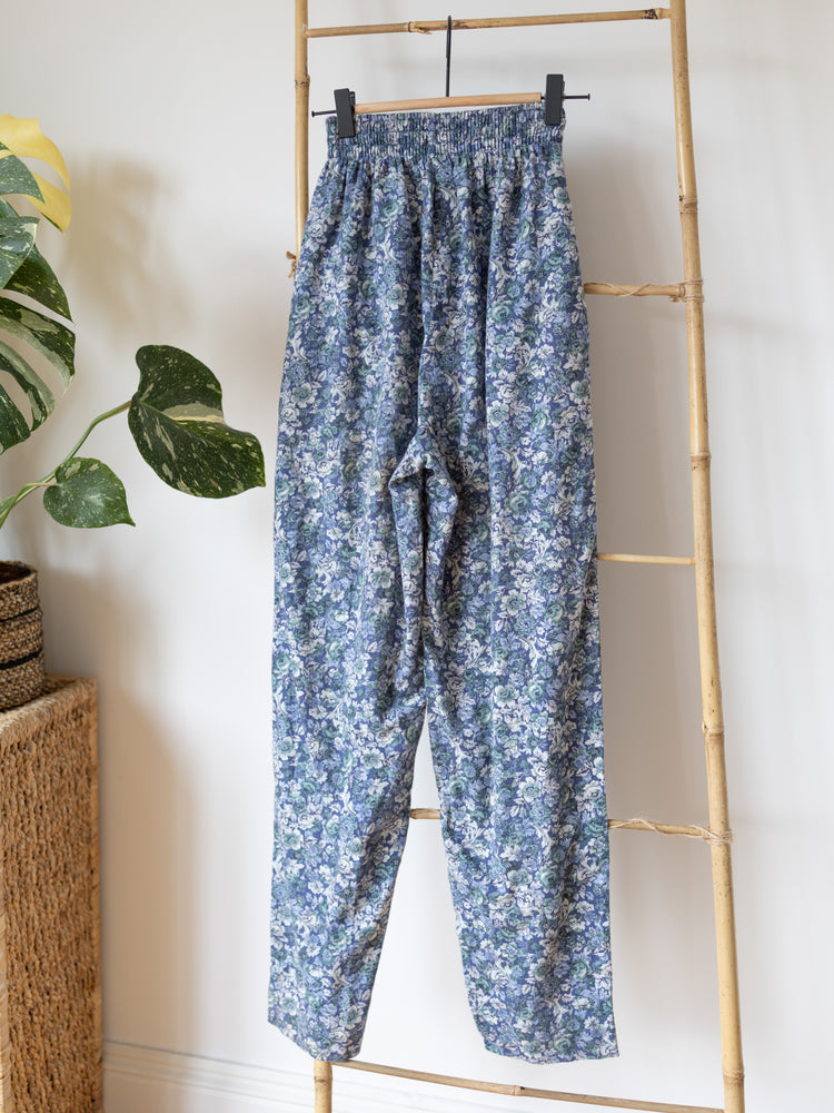 Laura Ashley Blue Ditsy Floral Casual Trousers - XS