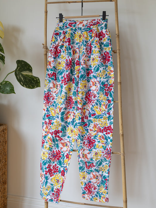 Laura Ashley Bold Floral High Waist Trousers - XS