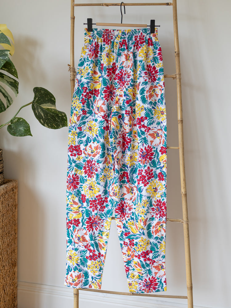 Laura Ashley Bold Floral High Waist Trousers - XS