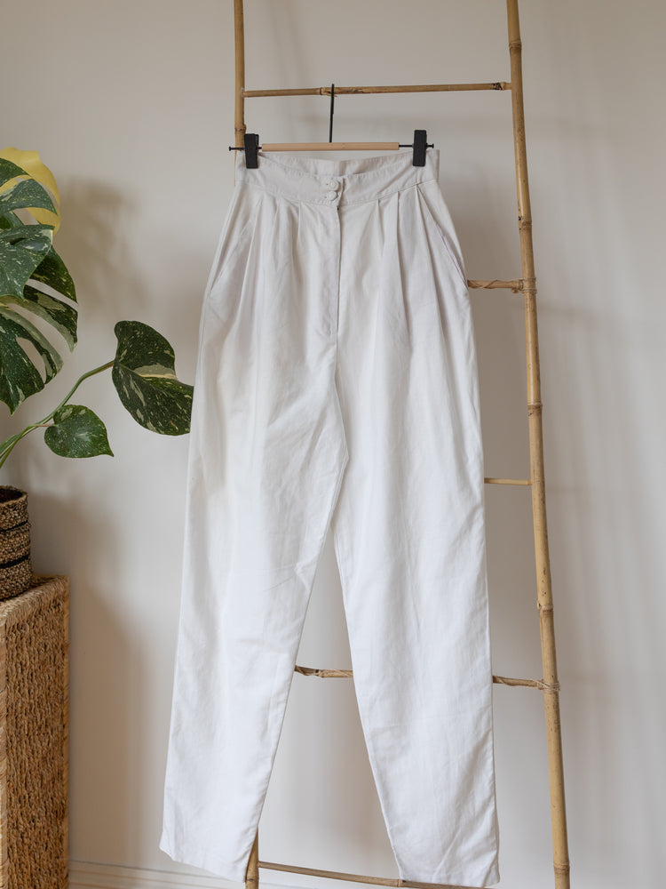 Laura Ashley White Linen High Waist Trousers - 25"