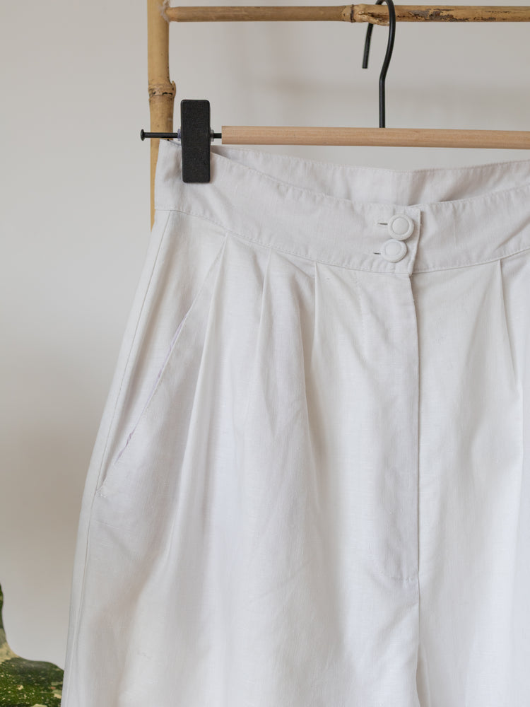 Laura Ashley White Linen High Waist Trousers - 25"
