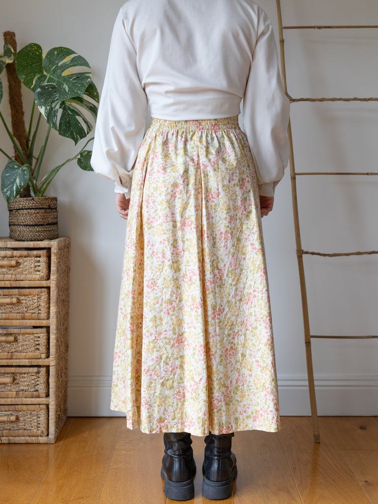 Laura Ashley Butter Yellow Ditsy Floral Maxi Skirt - XS/S