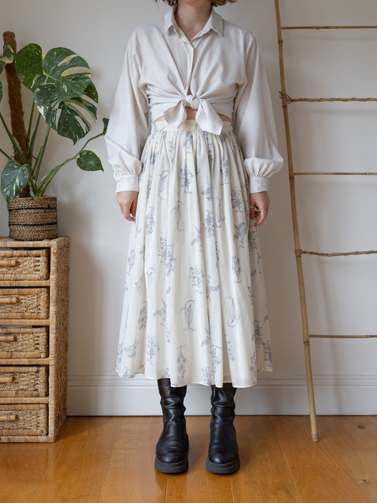 Laura Ashley Cream Botanical Maxi Skirt - 28"