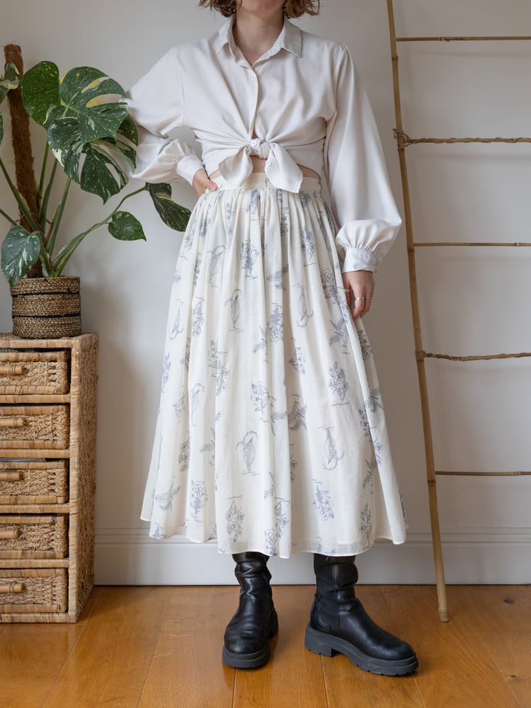 Laura Ashley Cream Botanical Maxi Skirt - 28"
