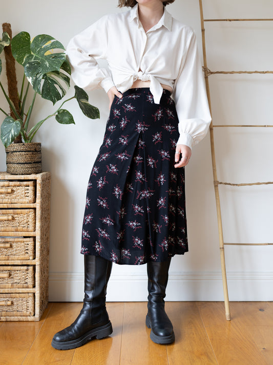 Laura Ashley Black Ditsy Floral Midi Skirt - 26"