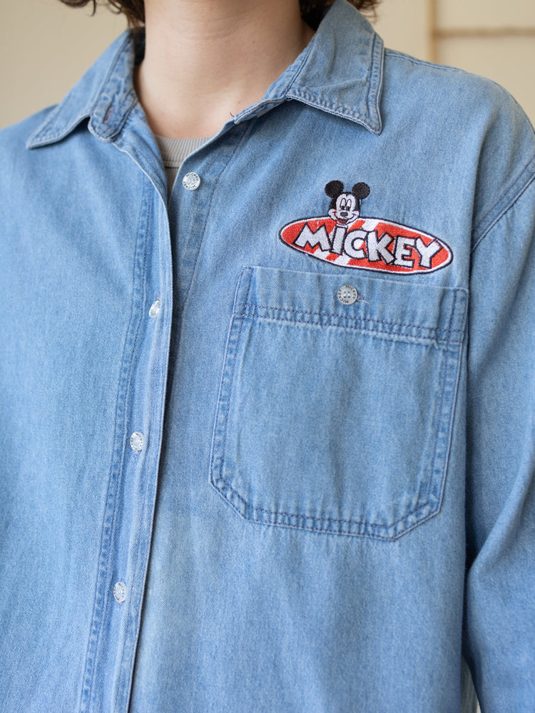 Mickey Embroidered Denim Shirt - L