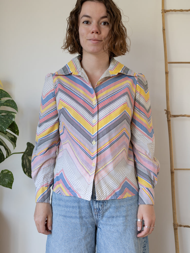 Colourful Chevron Cotton Shirt - S