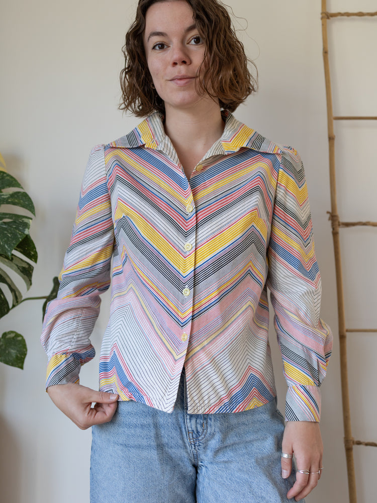 Colourful Chevron Cotton Shirt - S