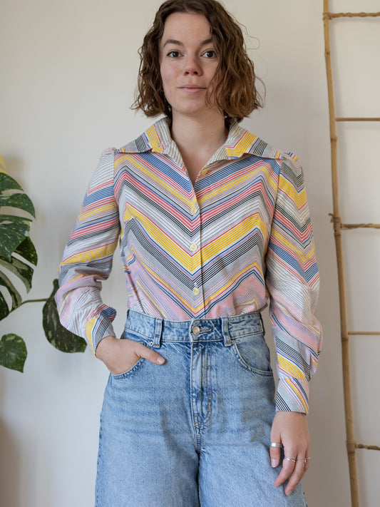 Colourful Chevron Cotton Shirt - S