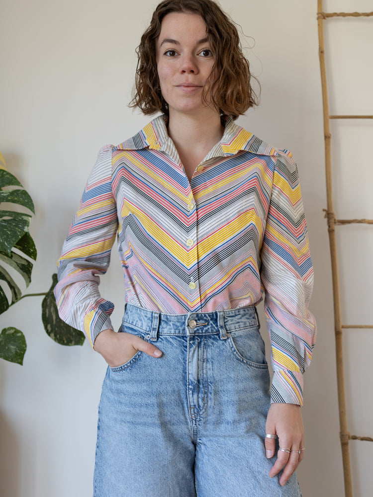 Colourful Chevron Cotton Shirt - S