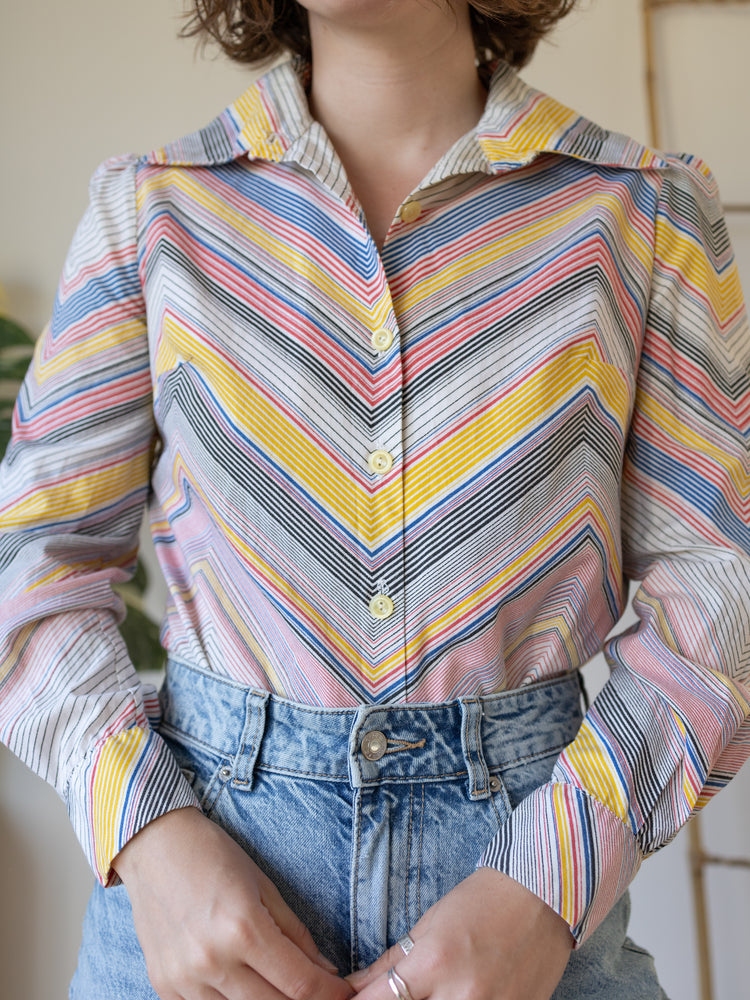 Colourful Chevron Cotton Shirt - S