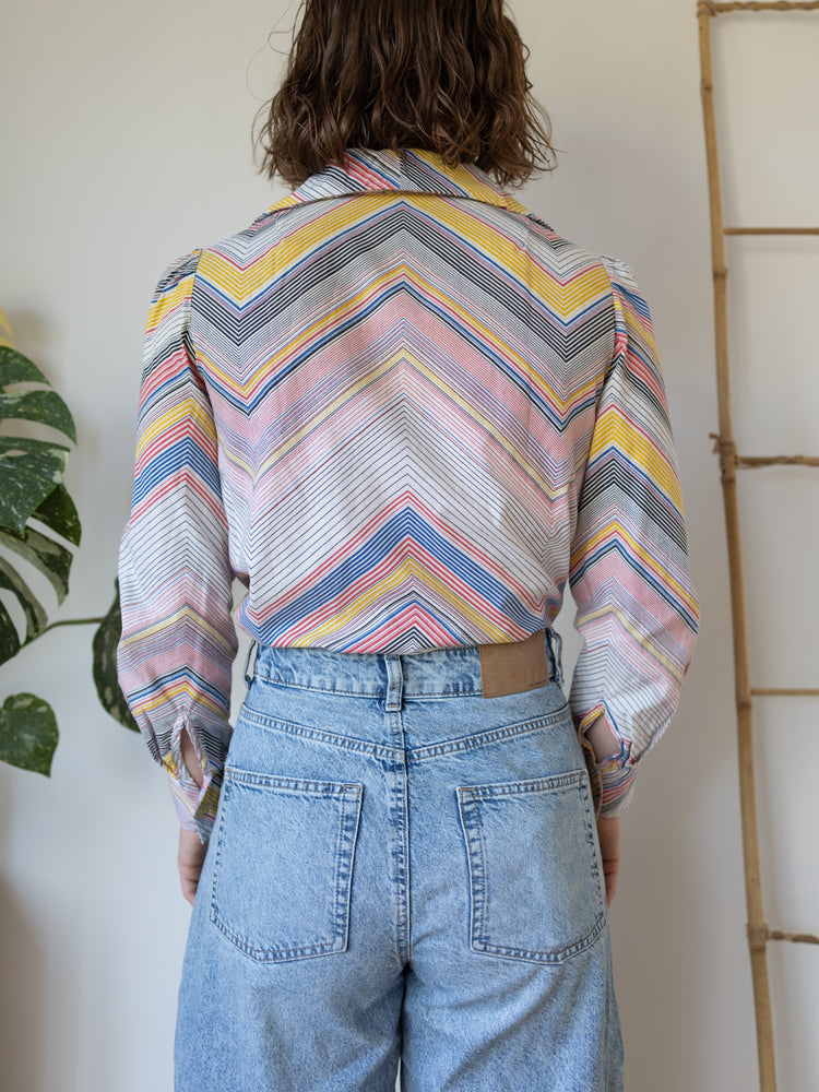 Colourful Chevron Cotton Shirt - S
