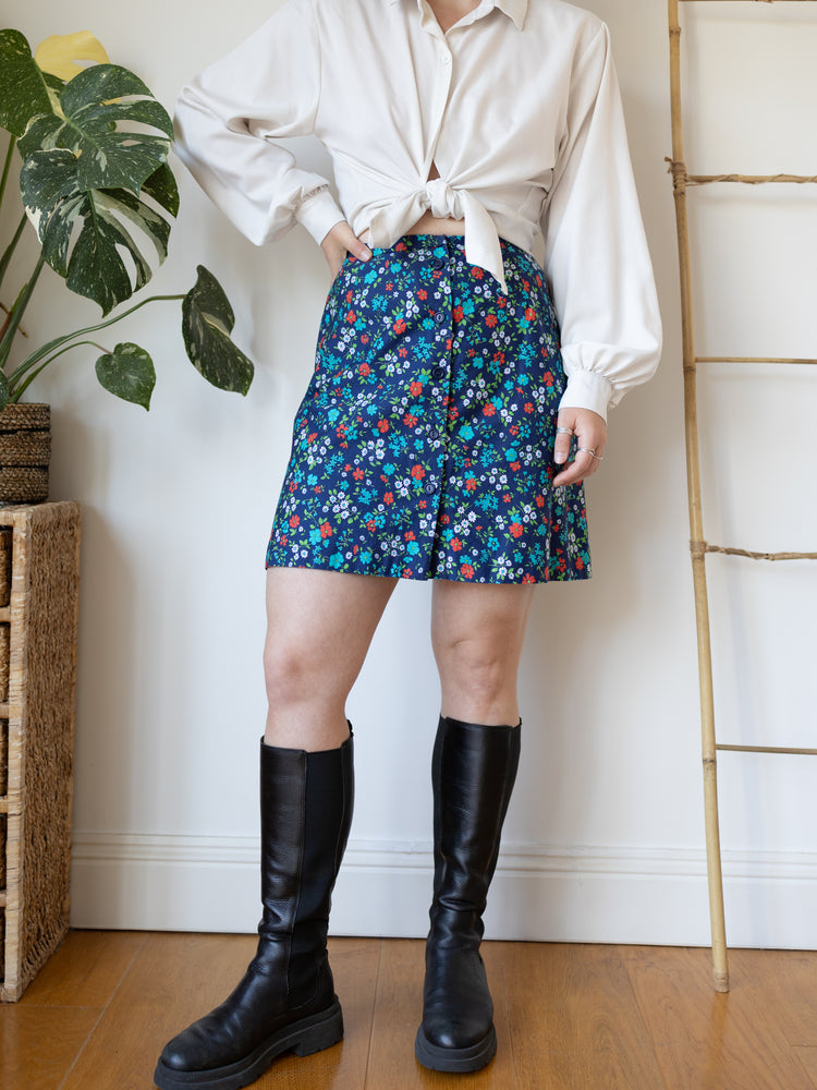 St Michael Ditsy Floral Mini Skirt - 27"