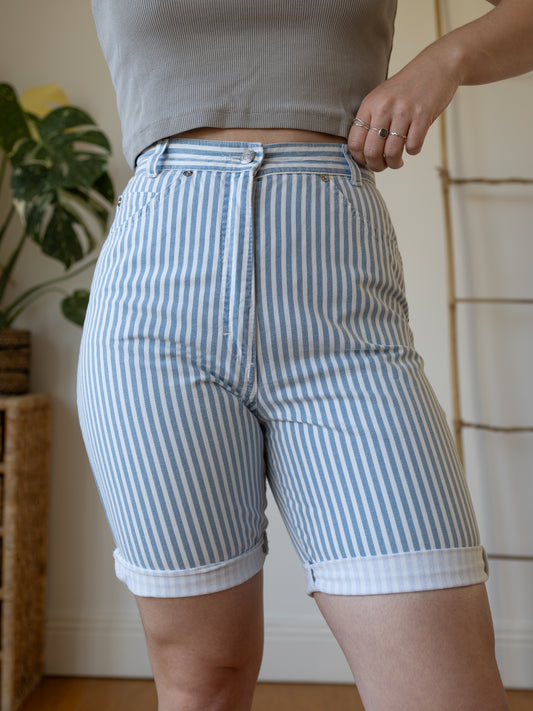 St Michael Striped Shorts - 26"