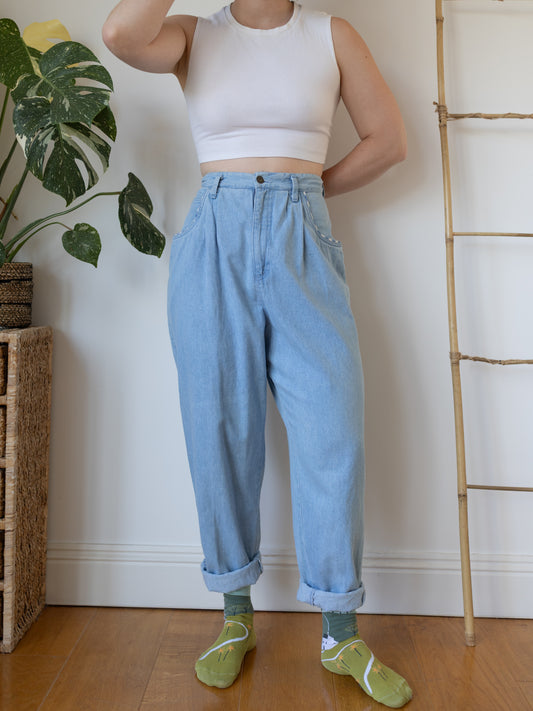 Denim Checkered Pocket Mum Jeans - 30"