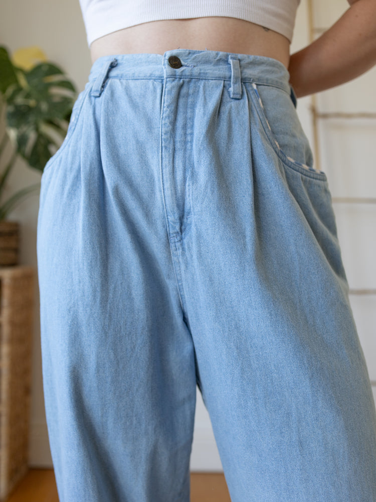 Denim Checkered Pocket Mum Jeans - 30"