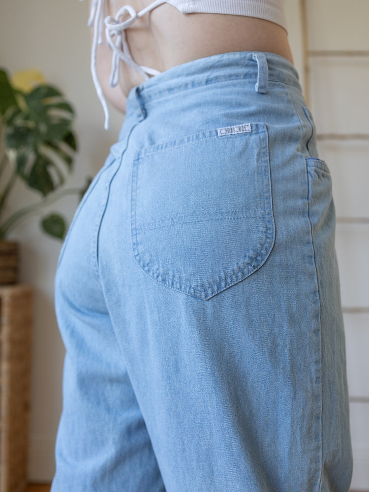 Denim Checkered Pocket Mum Jeans - 30"