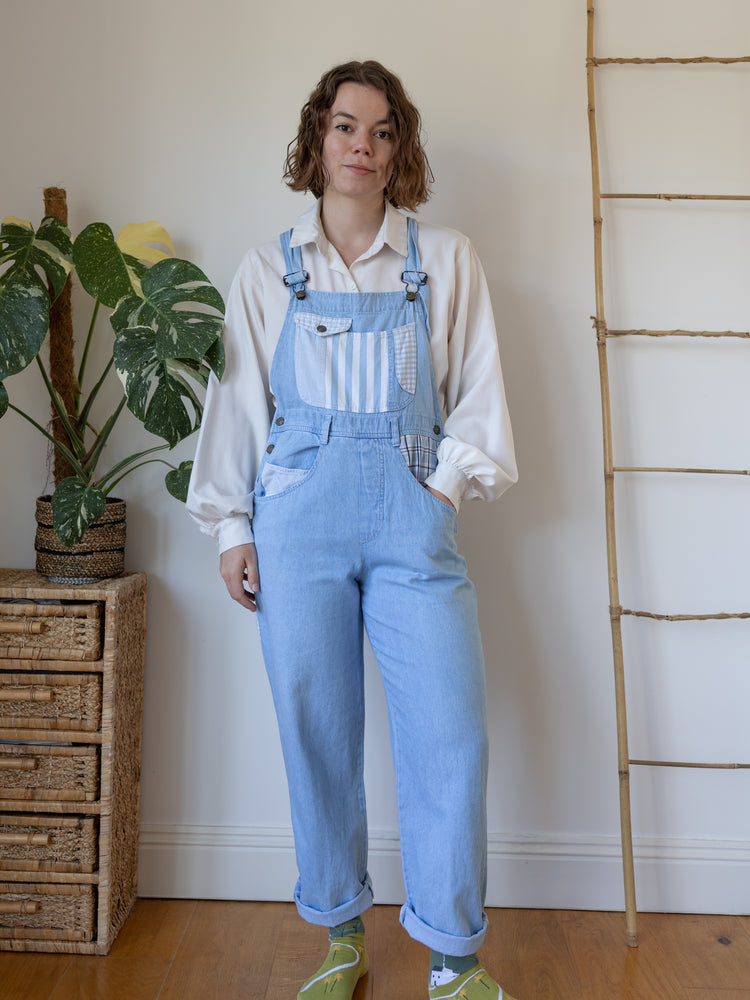 Patchwork Denim Dungarees - M