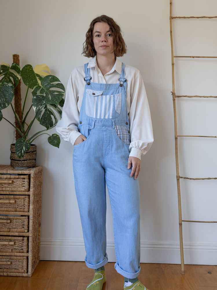 Patchwork Denim Dungarees - M