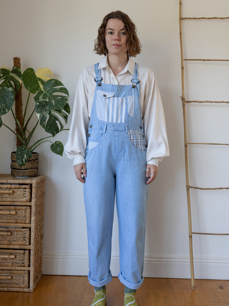 Patchwork Denim Dungarees - M