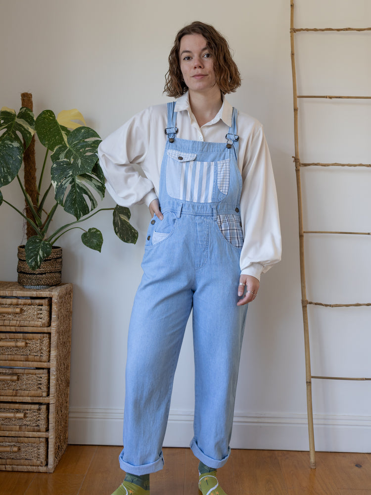 Patchwork Denim Dungarees - M