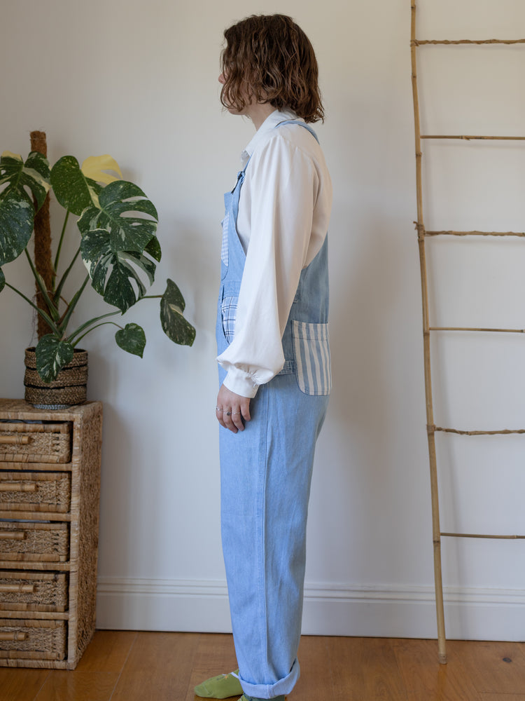 Patchwork Denim Dungarees - M