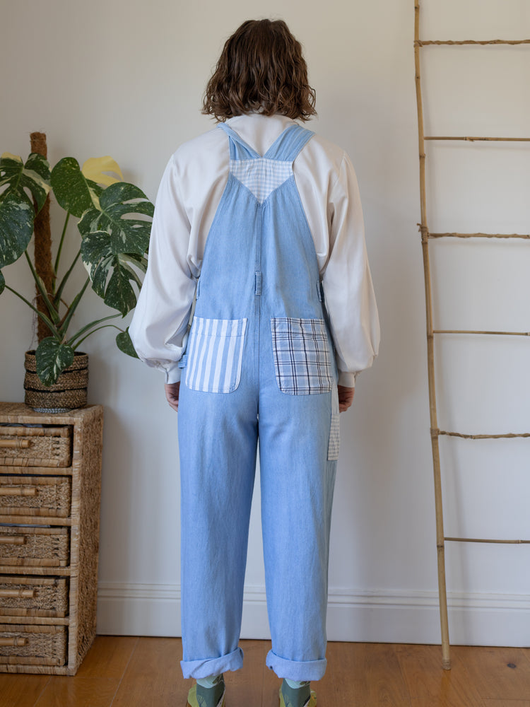Patchwork Denim Dungarees - M