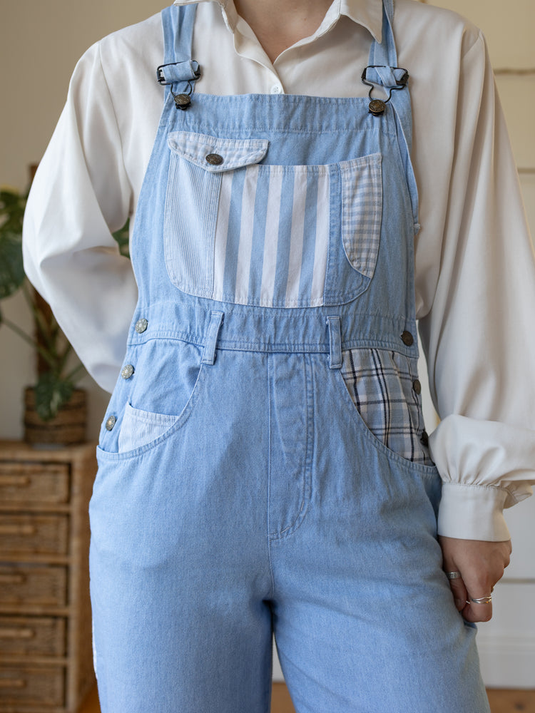 Patchwork Denim Dungarees - M