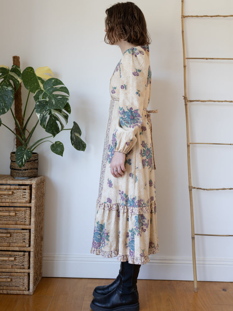 70s Sears Sand Brown Dress - S
