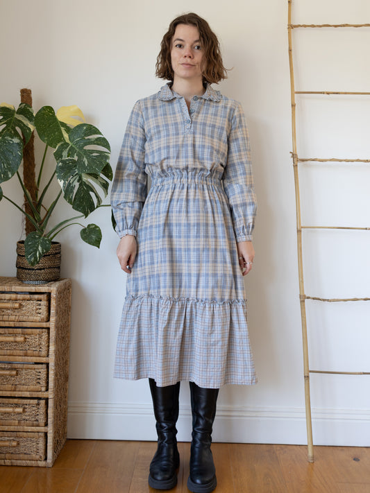 70s Checkered Midi Dress - M