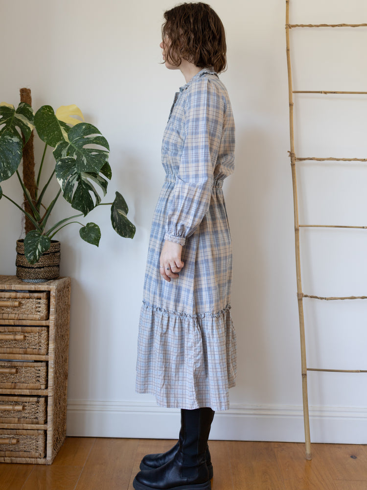 70s Checkered Midi Dress - M