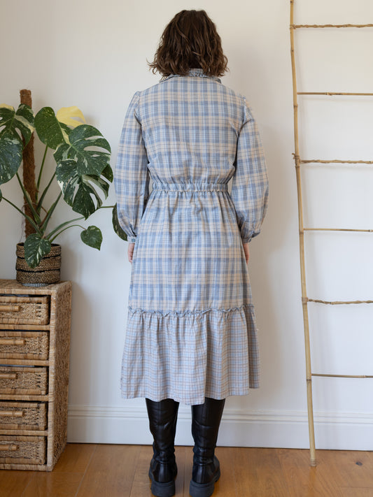 70s Checkered Midi Dress - M
