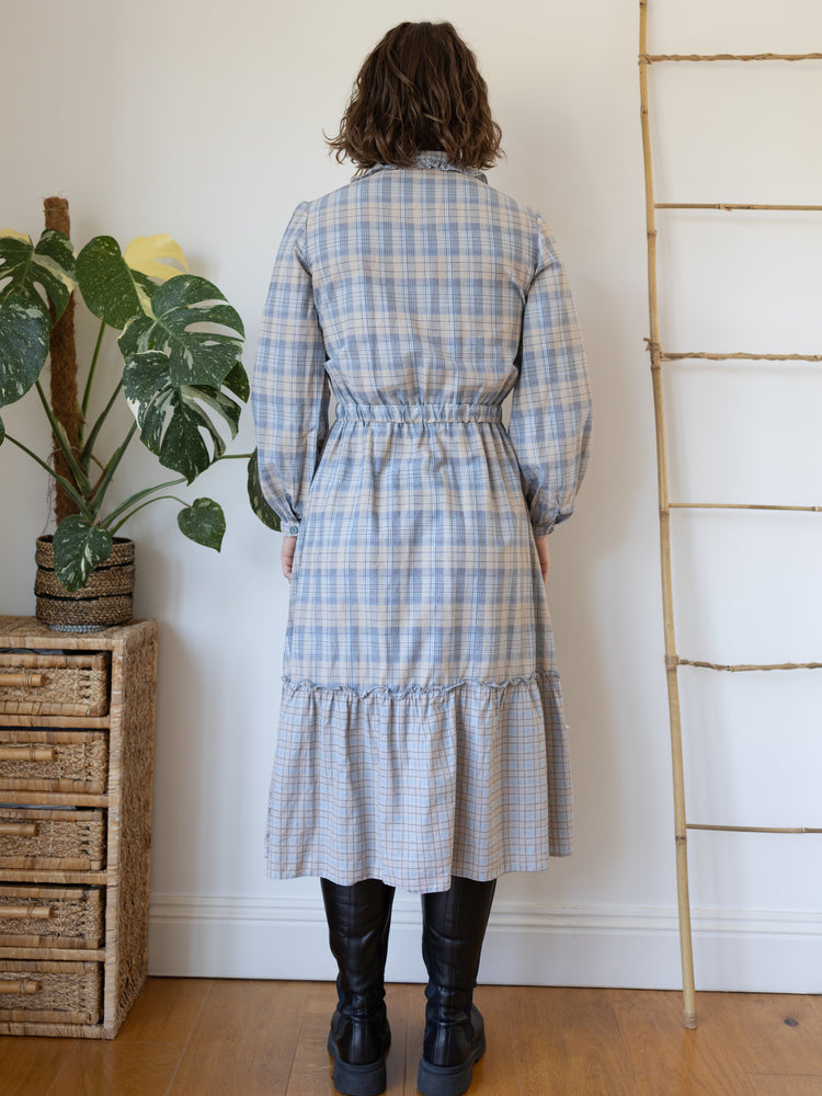 70s Checkered Midi Dress - M