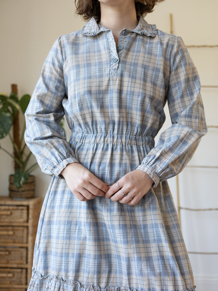 70s Checkered Midi Dress - M