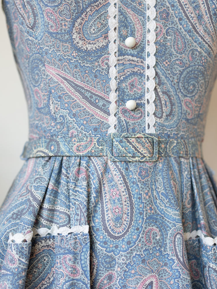 70s Paisley Midi Dress - XS
