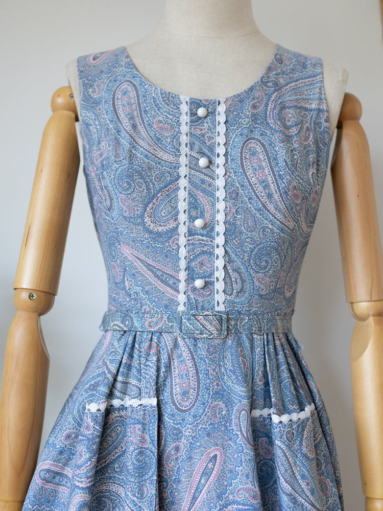 70s Paisley Midi Dress - XS