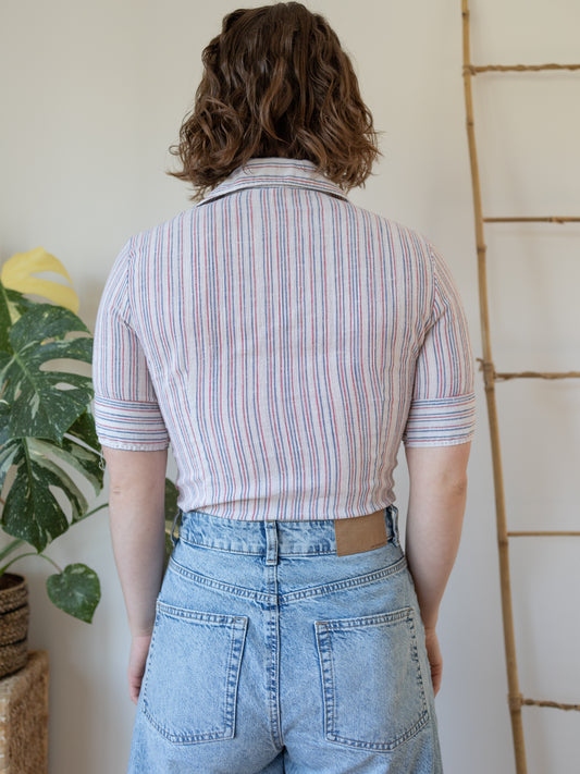 70s Cheesecloth Striped Shirt - XS